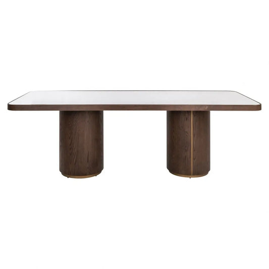Masa din Metal/Lemn Auriu/Maro si Lemn/In/Sticla Maro/Bej L235xH76cm Willox Richmond interiors