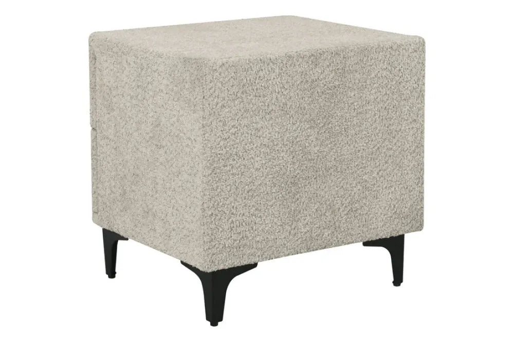 Noptiera din Stofa boucle Grej si Metal Negru L45xH44cm Art deco