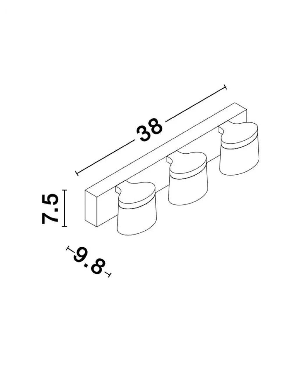 Aplica de perete structura din Aluminiu Argintiu si abajur din Acrilic Alb H7.5xL38cm IP44 15W 1539lm 3000k SABIA
