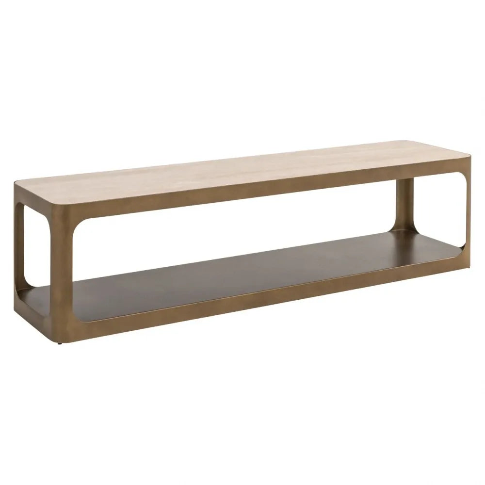 Comoda TV din Metal Alama si Ceramica/Sticla Bej/Negru L160xH40cm Claridge Richmond interiors
