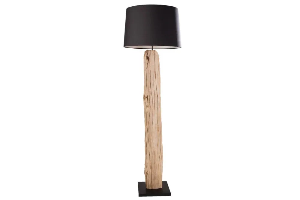 Lampa de podea din Lemn/Metal Maro/Negru si Textil Negru D55xH170cm ROUSILIQUE
