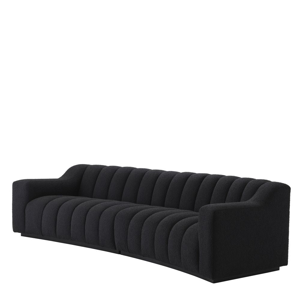 Canapea fixa Kelly L Eichholtz tapitata cu Stofa boucle Negra L300cm