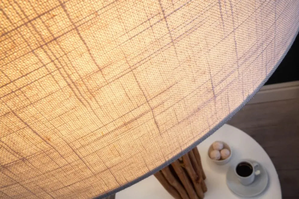 Lampa de podea din Lemn Maro si Textil Alb H153xD55cm Servant