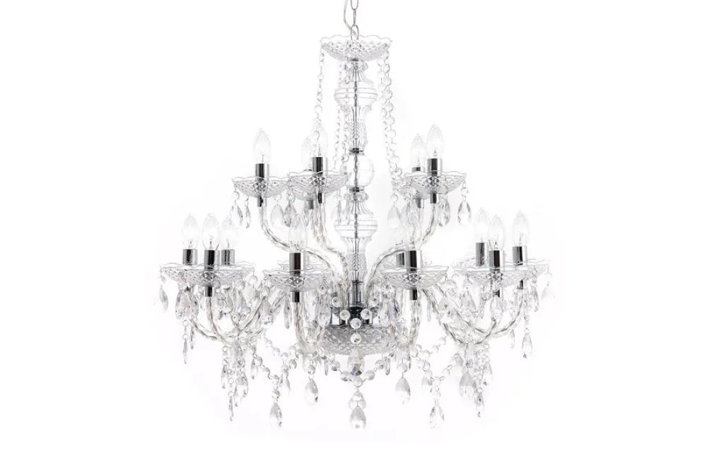 Candelabru din Metal Argintiu si Acrilic Transparent D80xH75cm Diamonds