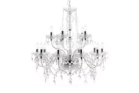 Candelabru din Metal Argintiu si Acrilic Transparent D80xH75cm Diamonds