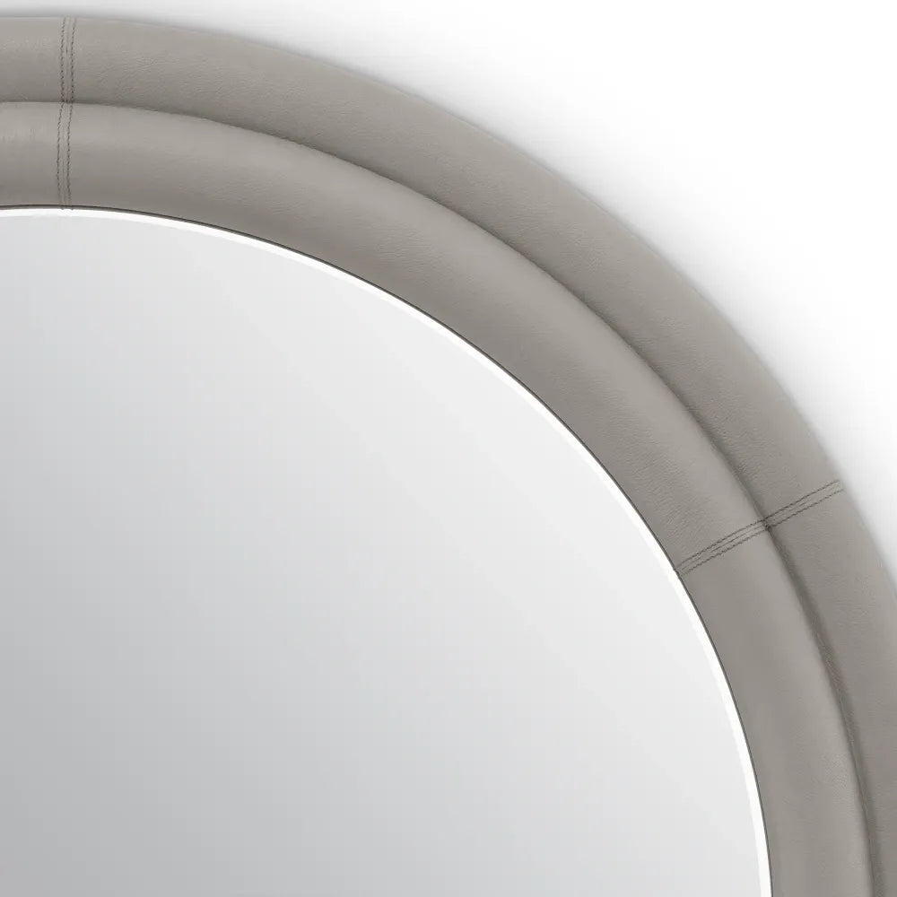 Oglinda cu rama din MDF/Piele artificiala Gri D120cm Bastioni Eichholtz