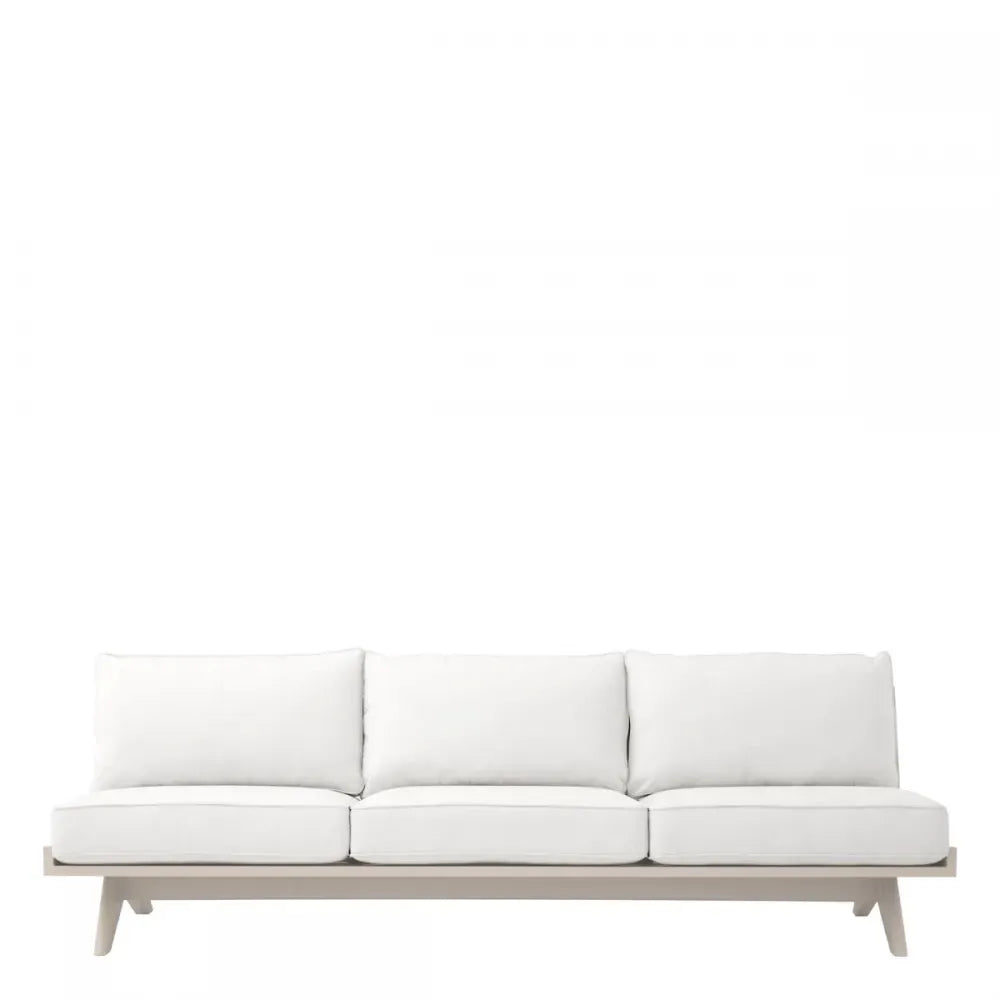 Canapea de exterior din Metal Bej si Stofa Alb H76xL230cm Lomax Eichholtz