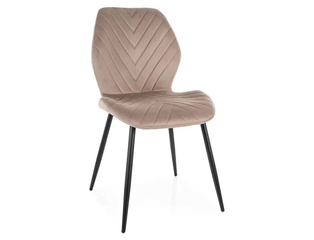 Set 2 scaune din Catifea Bej inchis si Metal Negru Hx86Lx48xA56cm Mike