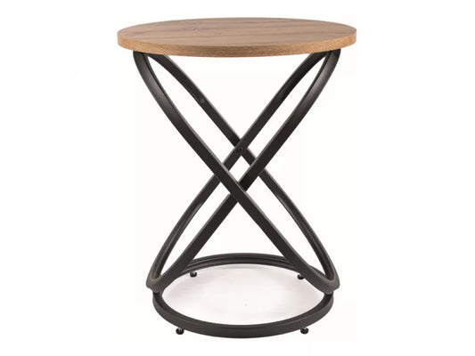 Masuta laterala Rotunda din MDF/Furnir Maro si Metal Negru D45xH55cm Eos