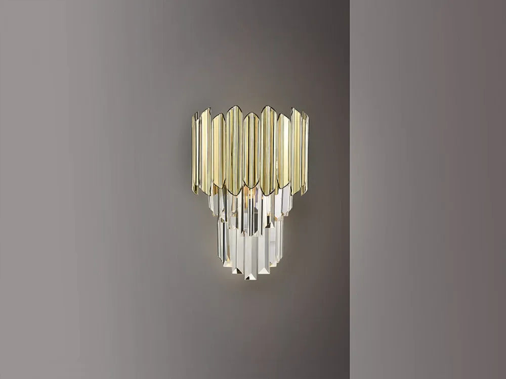 Aplica de perete din Metal si Sticla/ABS Transparet/auriu H31xL22cm Tiara