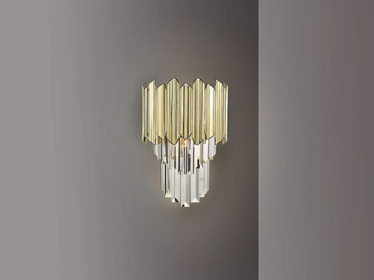 Aplica de perete din Metal si Sticla/ABS Transparet/auriu H31xL22cm Tiara