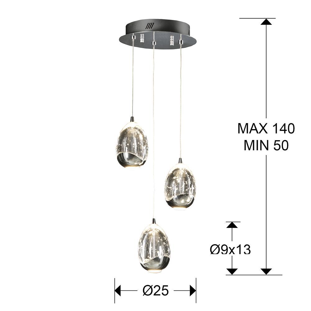 Lustra rotunda cu inaltime reglabila din Sticla Transparent cu LED  D25xH140cm Rocio