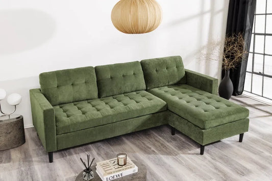 Coltar 3 locuri reversibil tapitat cu Catifea raiata Verde L220cm Stockholm
