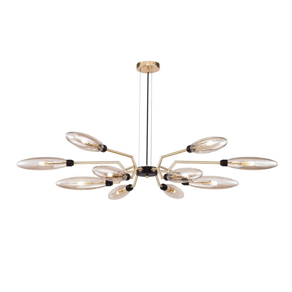 Lustra asimetrica cu inaltime reglabila din Sticla Auriu cu 12 becuri D127xH130cm Ventura