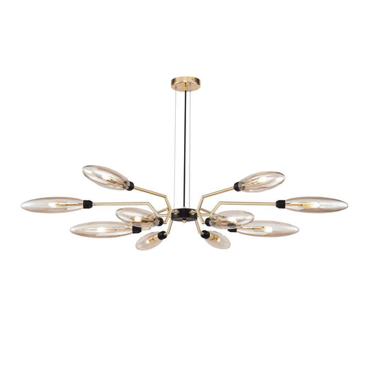 Lustra asimetrica cu inaltime reglabila din Sticla Auriu cu 12 becuri D127xH130cm Ventura