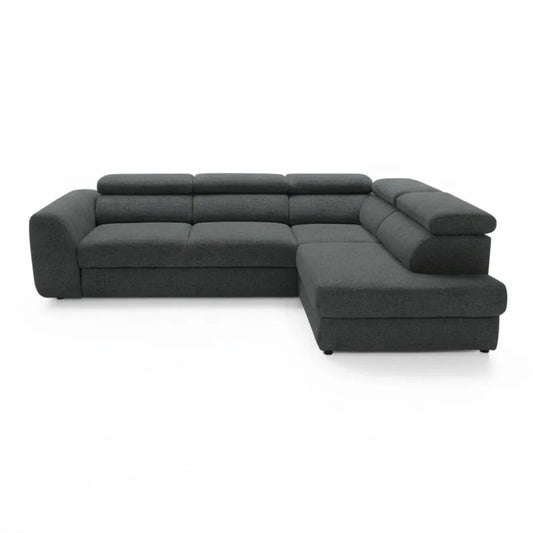 Coltar extensibil chennile gri inchis cu lada depozitare Bergamo L Maxi – 285 × 207 cm