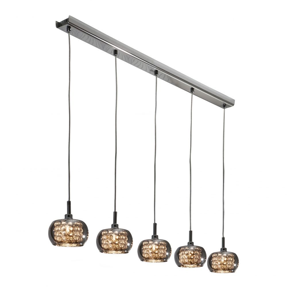 Lustra dreptunghiulara cu inaltime reglabila din Sticla Transparent cu 5 becuri L105x13xH130cm Arian