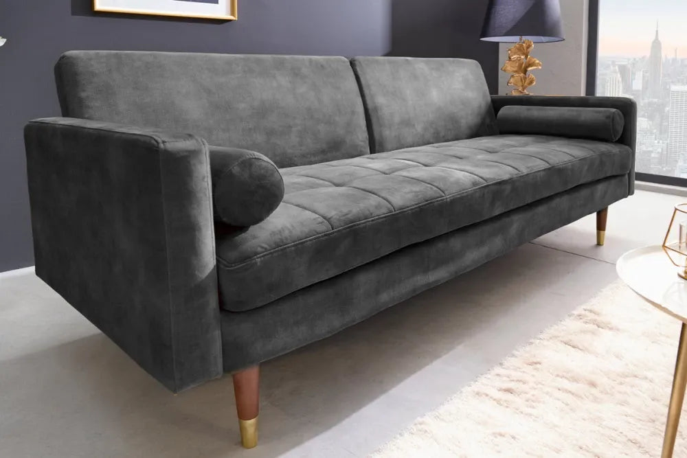 Canapea tapitat cu Catifea Gri L196cm Couture