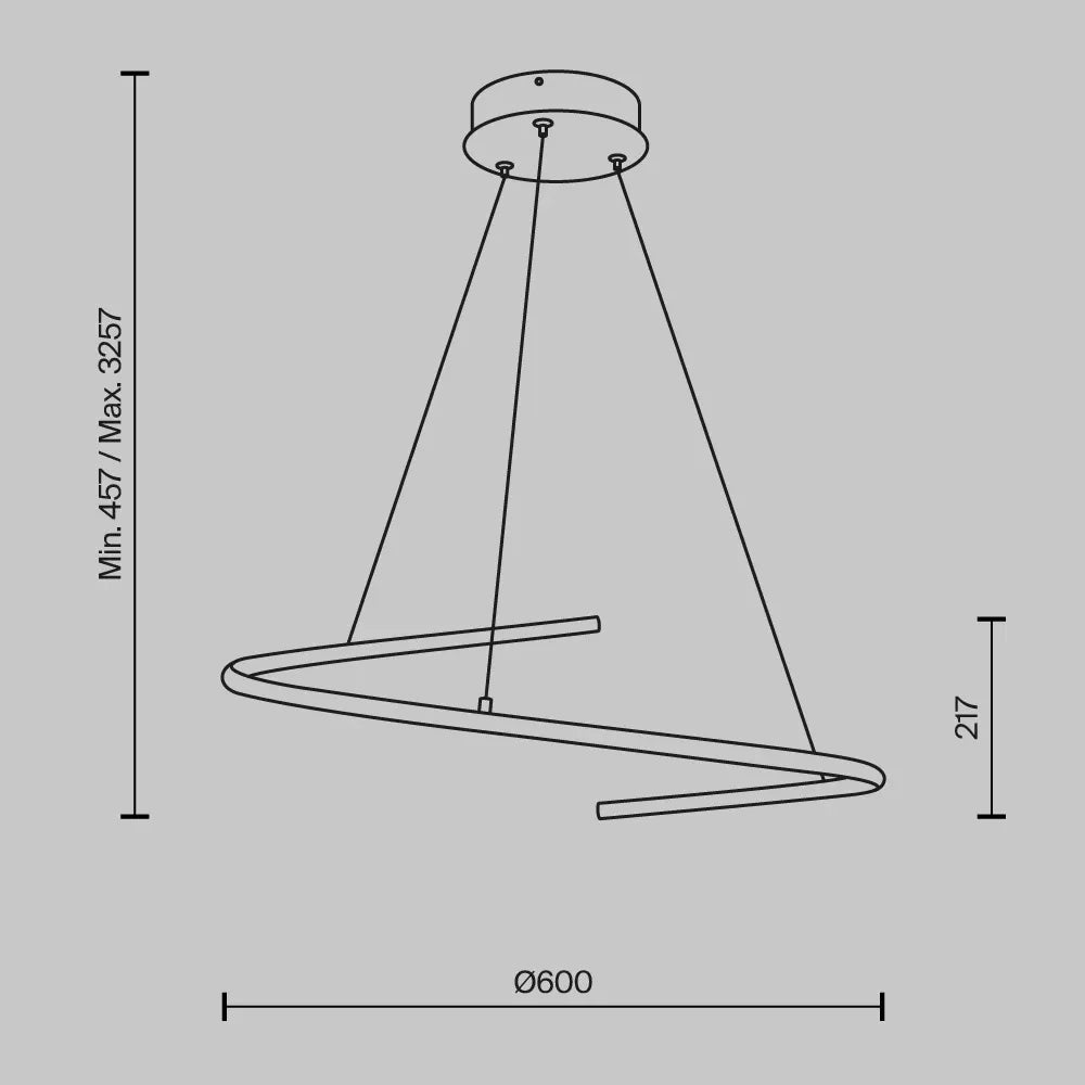 Lustra din Aluminiu Alama D60xH325cm 31W 2100lm 2600-3500k Curve
