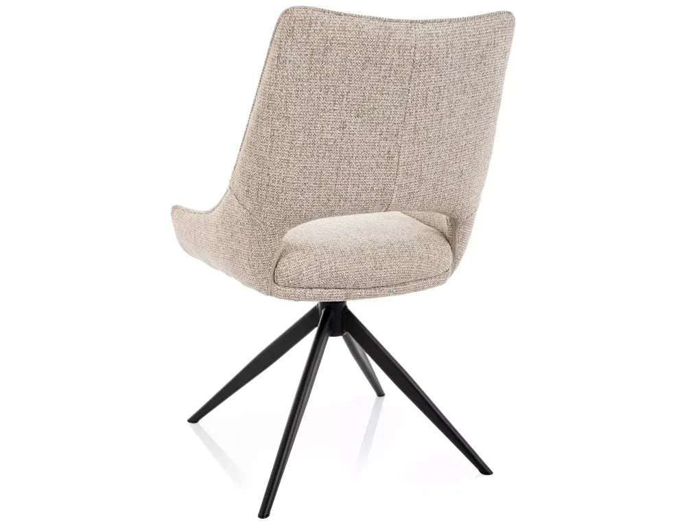 Set 2 Scaune rotative din Stofa Bej si Metal Negru H87xL56xA60cm Fino I