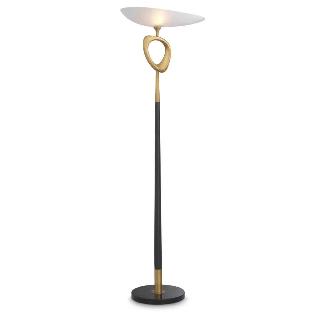 Lampa de podea din Metal/Marmura Alama/Negru si Sticla Alb H181.5xL61cm Celine Eichholtz