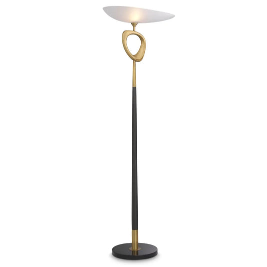 Lampa de podea din Metal/Marmura Alama/Negru si Sticla Alb H181.5xL61cm Celine Eichholtz