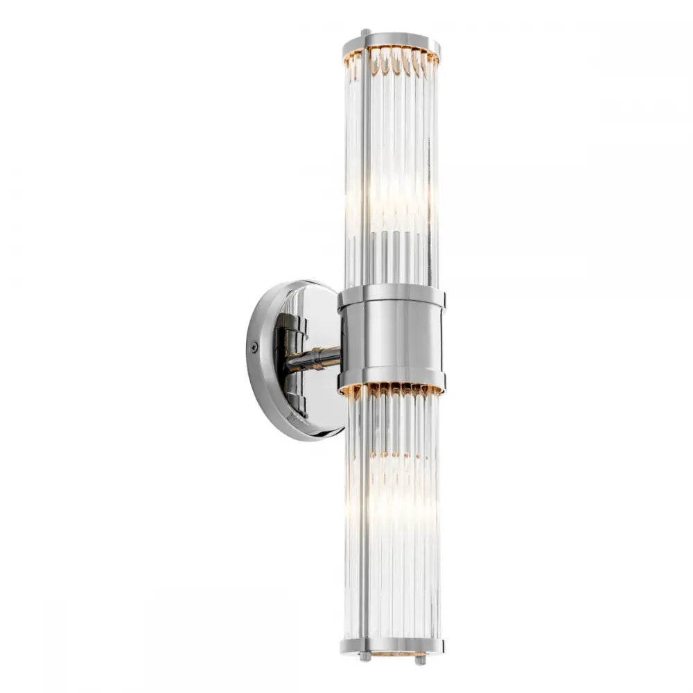 Aplica de perete din Metal Argintiu si Sticla Transparent H46.5xL12cm Claridges Double Eichholtz