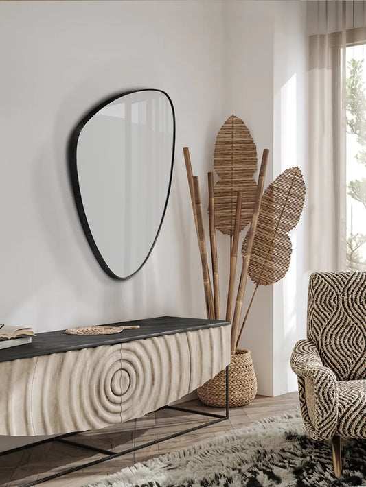Oglinda Asimetrica cu rama din MDF Negru H84xL55xA3cm Orio