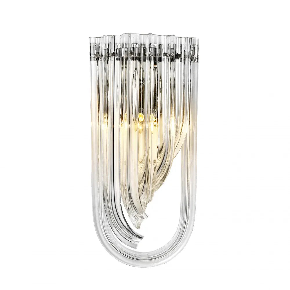 Aplica de perete din Metal Argintiu si Sticla Transparent H40xL18cm Greco Eichholtz
