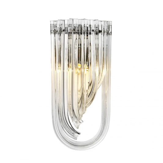 Aplica de perete din Metal Argintiu si Sticla Transparent H40xL18cm Greco Eichholtz