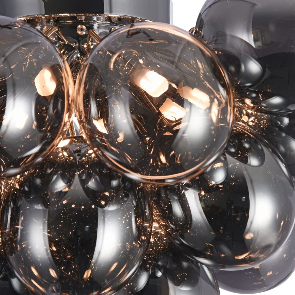 Candelabru Rotund din Metal si Sticla Argintiu/Negru Balbo D50xH32cm