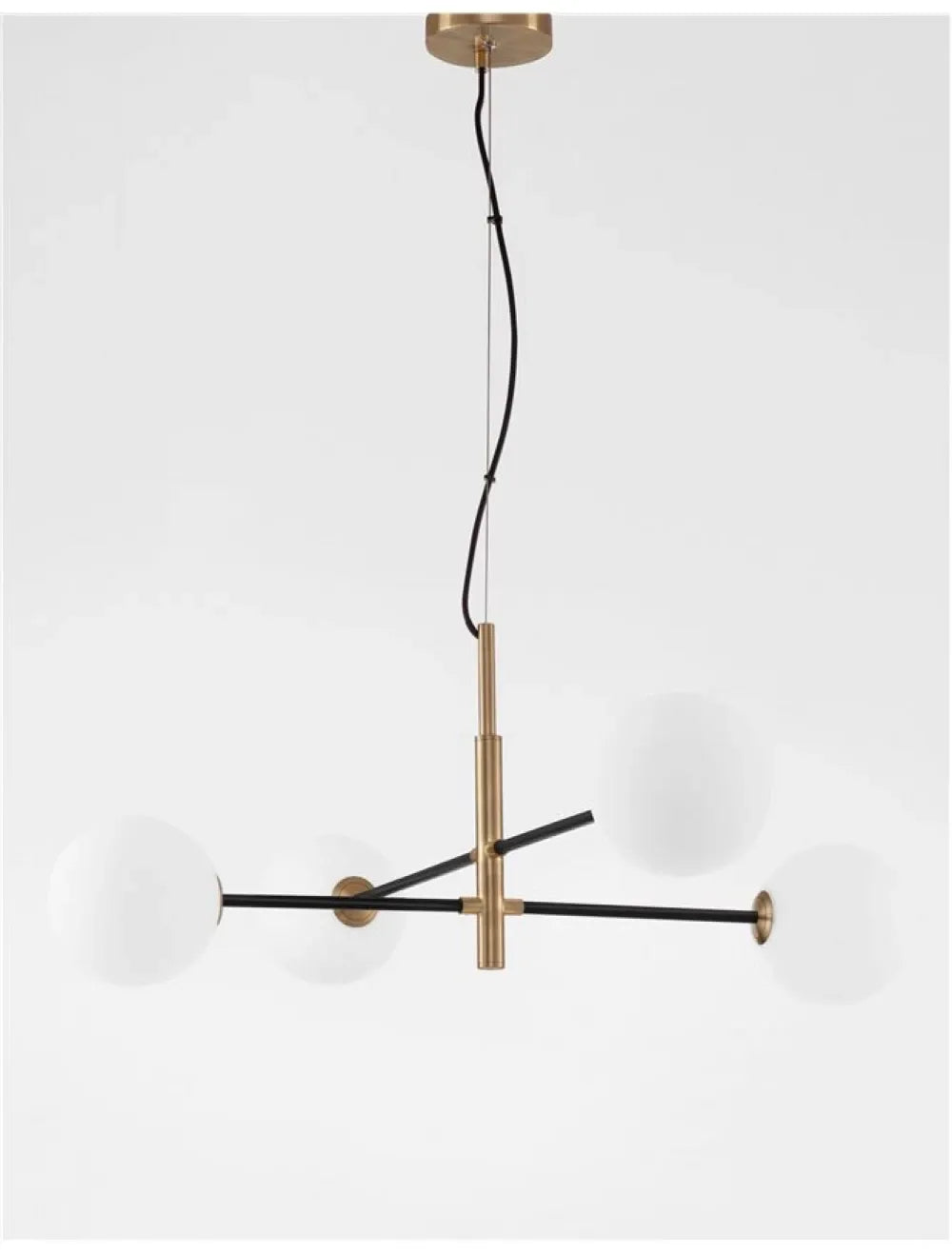 Lustra structura din Metal Negru/Auriu si abajur din Sticla Alb H130xL103cm IP20 VITRA