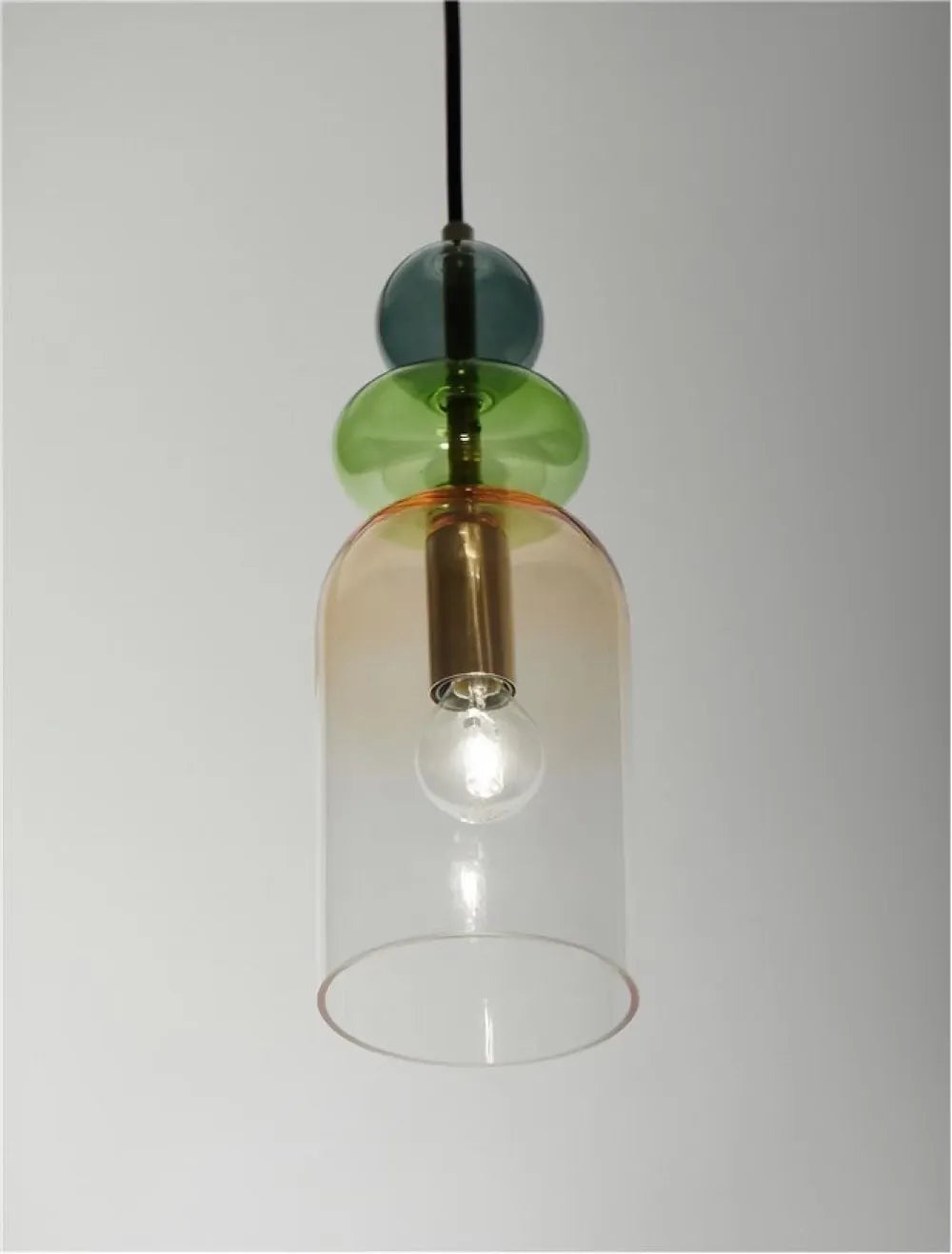 Pendul structura din Metal Negru/Auriu si abajur din Sticla Multicolor H184xL10.8cm IP20 MURANO