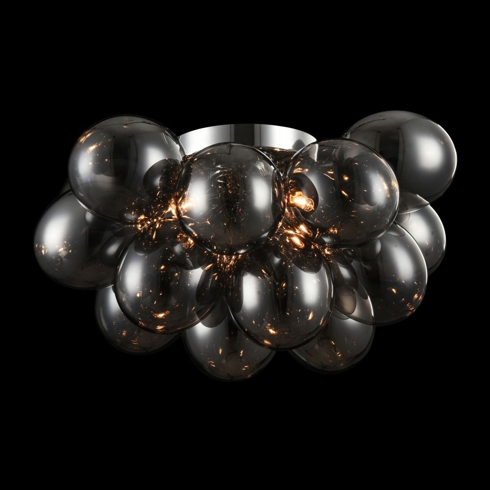Candelabru Rotund din Metal si Sticla Argintiu/Negru Balbo D38xH25cm