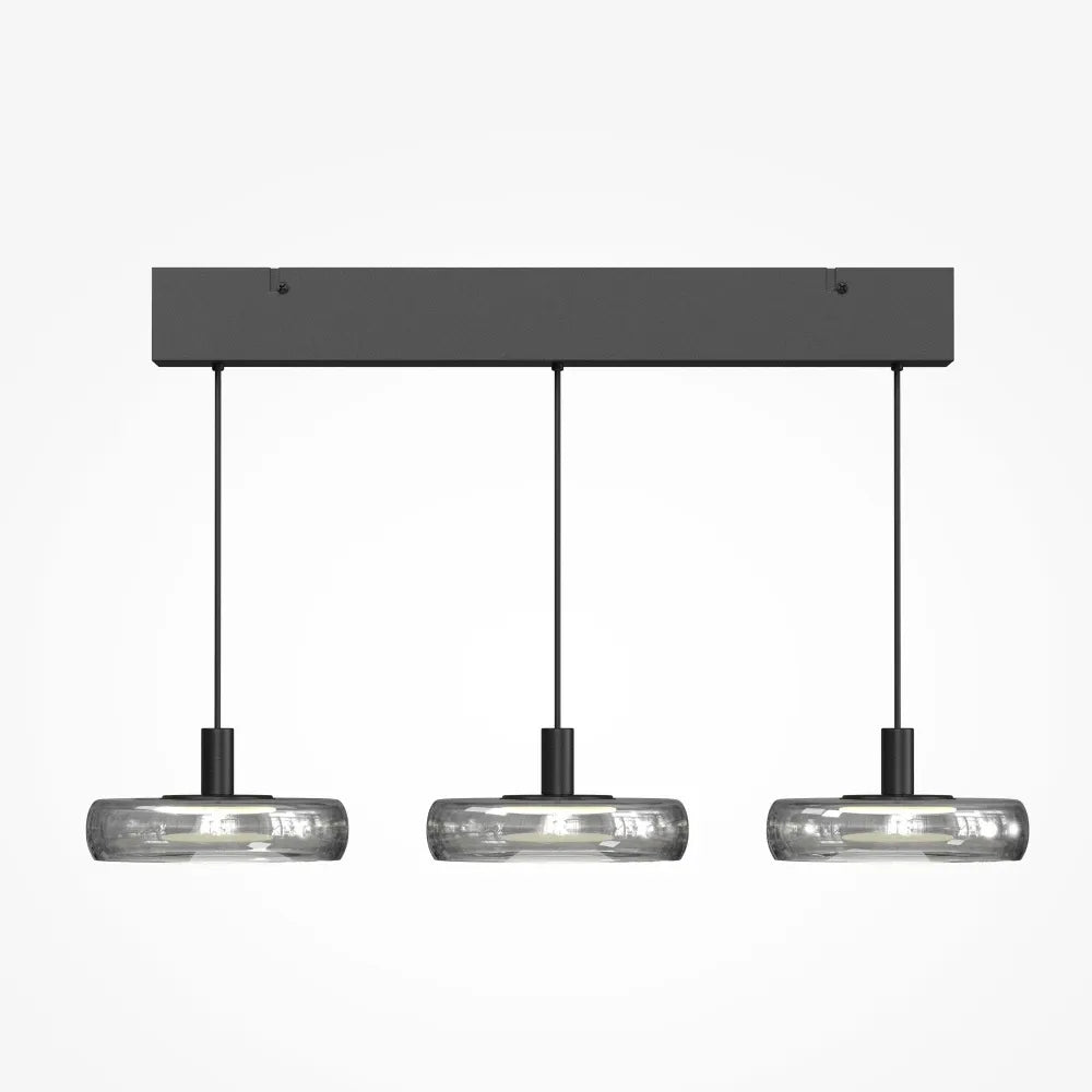Lustra din Metal Negru si Sticla Negru H200xL68cm Float
