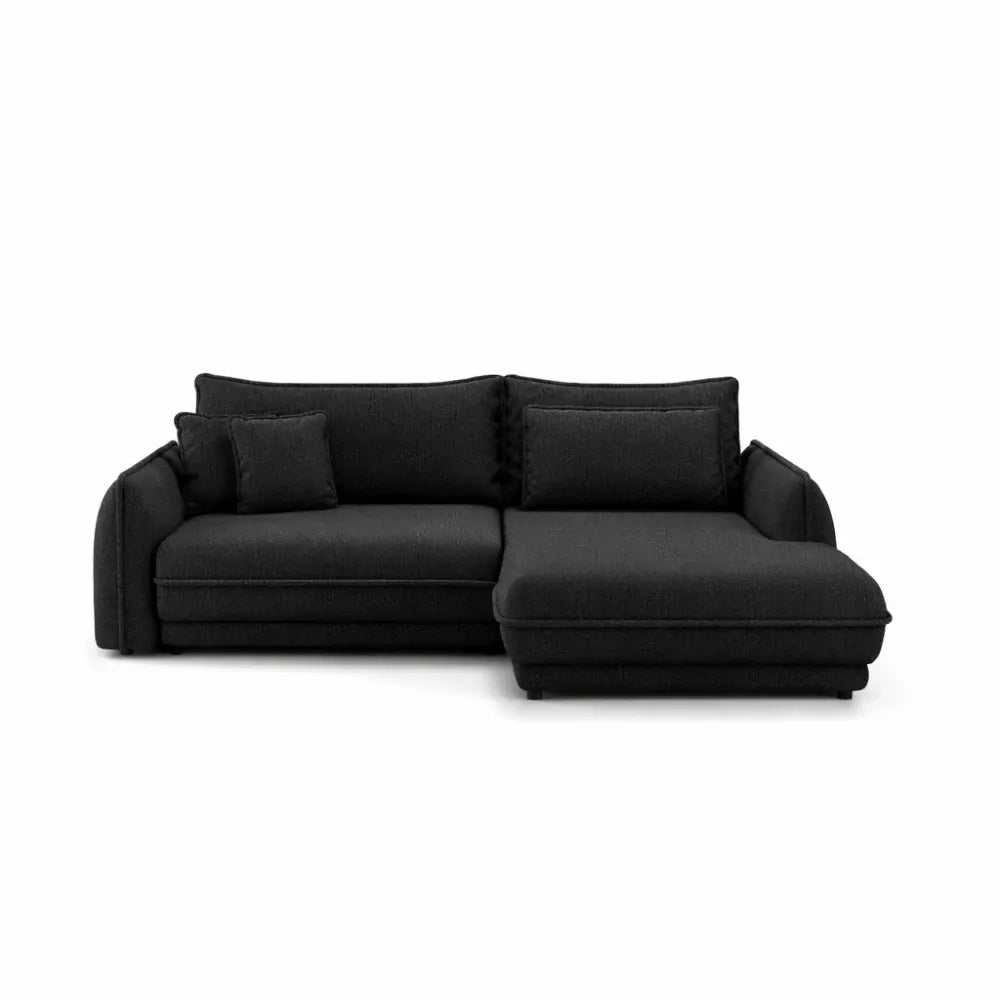 Coltar extensibil din catifea negru Ella I L267x181cm