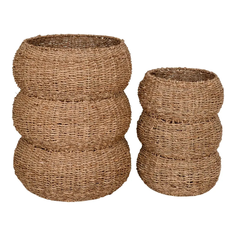 Set 2 cosuri impletite natural Maro H35/45xD25/35cm Sarbas