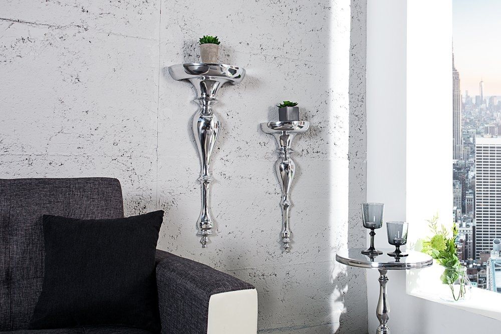 Etajera suspendata din Aluminiu Argintiu Scala L25xH60cm