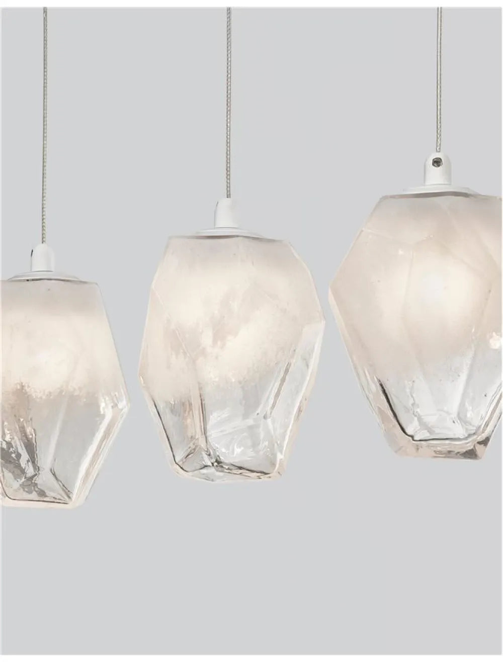 Lustra structura din Metal Alb si abajur din Sticla Alb H180xL84cm IP20 ICE