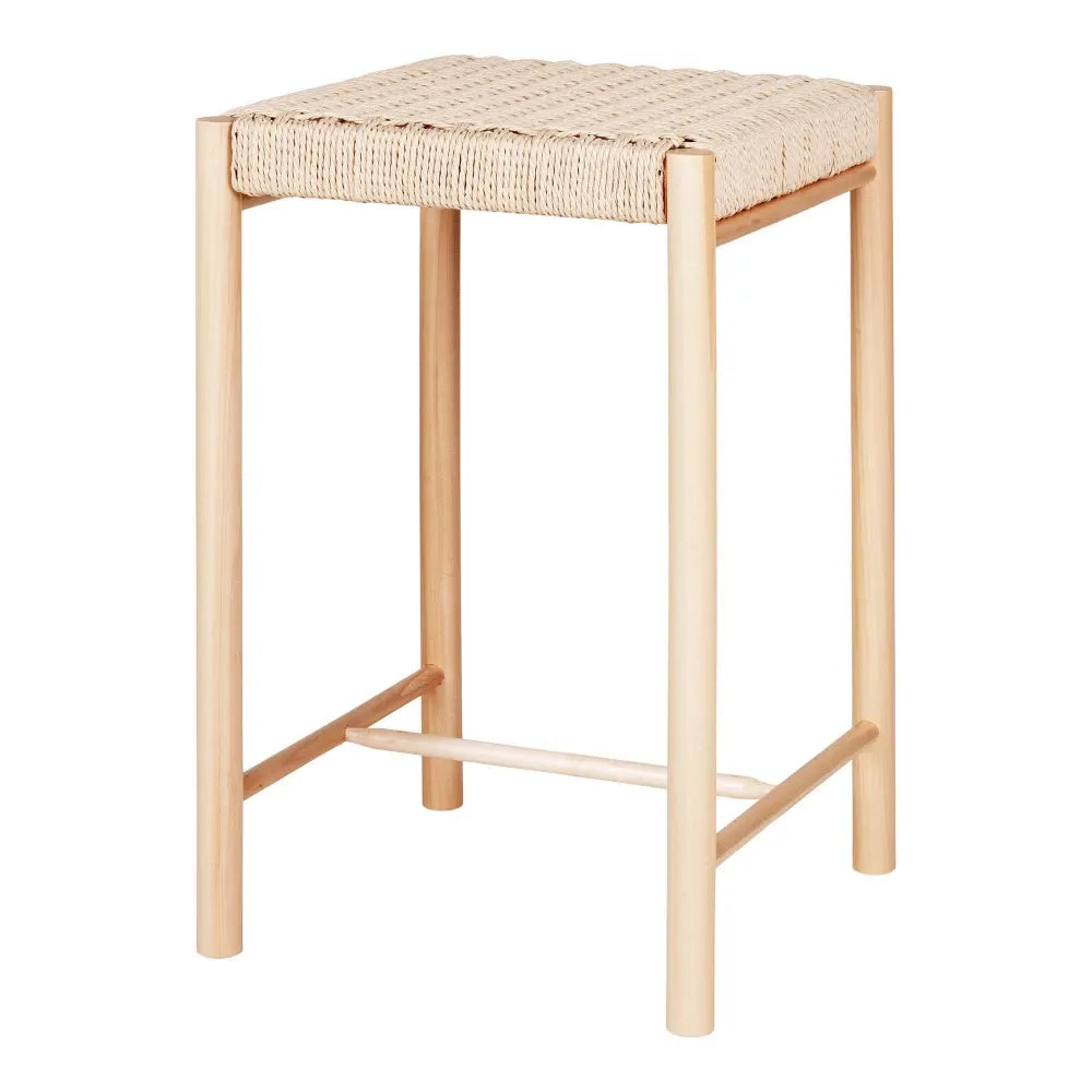 Scaun de insula fara spatar din Lemn Maro si Rachita Maro H66,5xL42xA42cm Abano