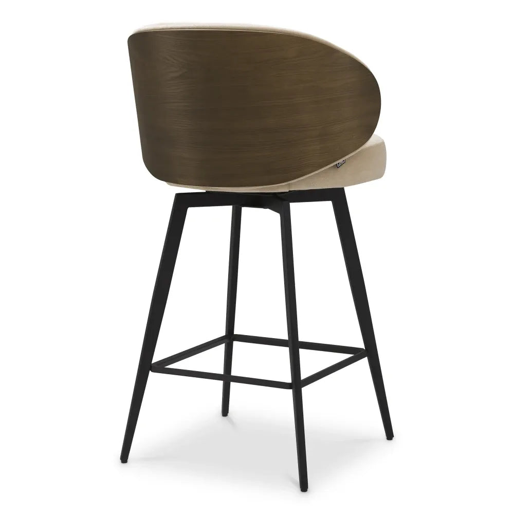 Scaun de insula rotativ tapitat cu Stofa Bej L57xA52xH92cm Camerota Eichholtz