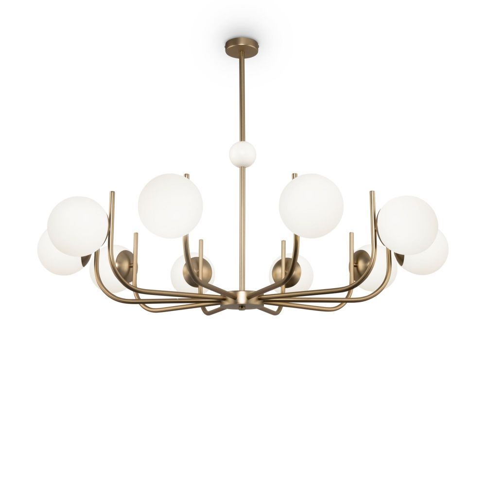 Lustra rotunda din Sticla Alb cu 10 becuri D116xH80cm Rendez-vous