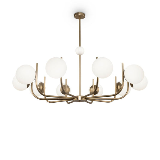 Lustra rotunda din Sticla Alb cu 10 becuri D116xH80cm Rendez-vous