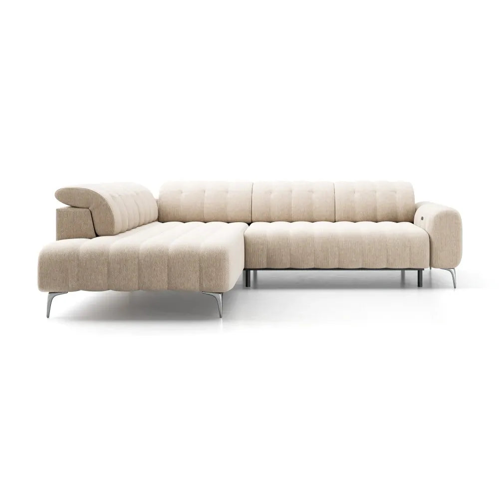Coltar extensibil electric tapitat cu Stofa Bej Padova II
