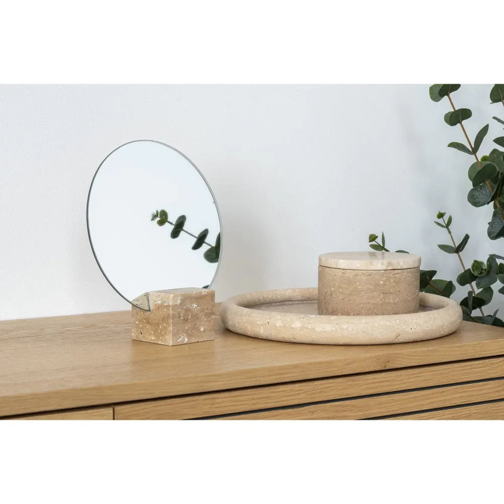 Tava decorativa din Travertin Bej H2,5xD25.5cm HN0900