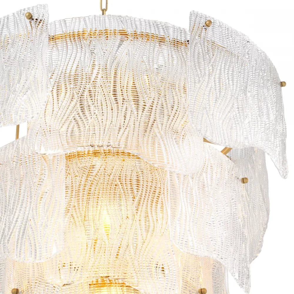 Candelabru din Otel inoxdabil Alama atichizata si Sticla texturata Transparent H83xD83cm Asinara L Eichholtz