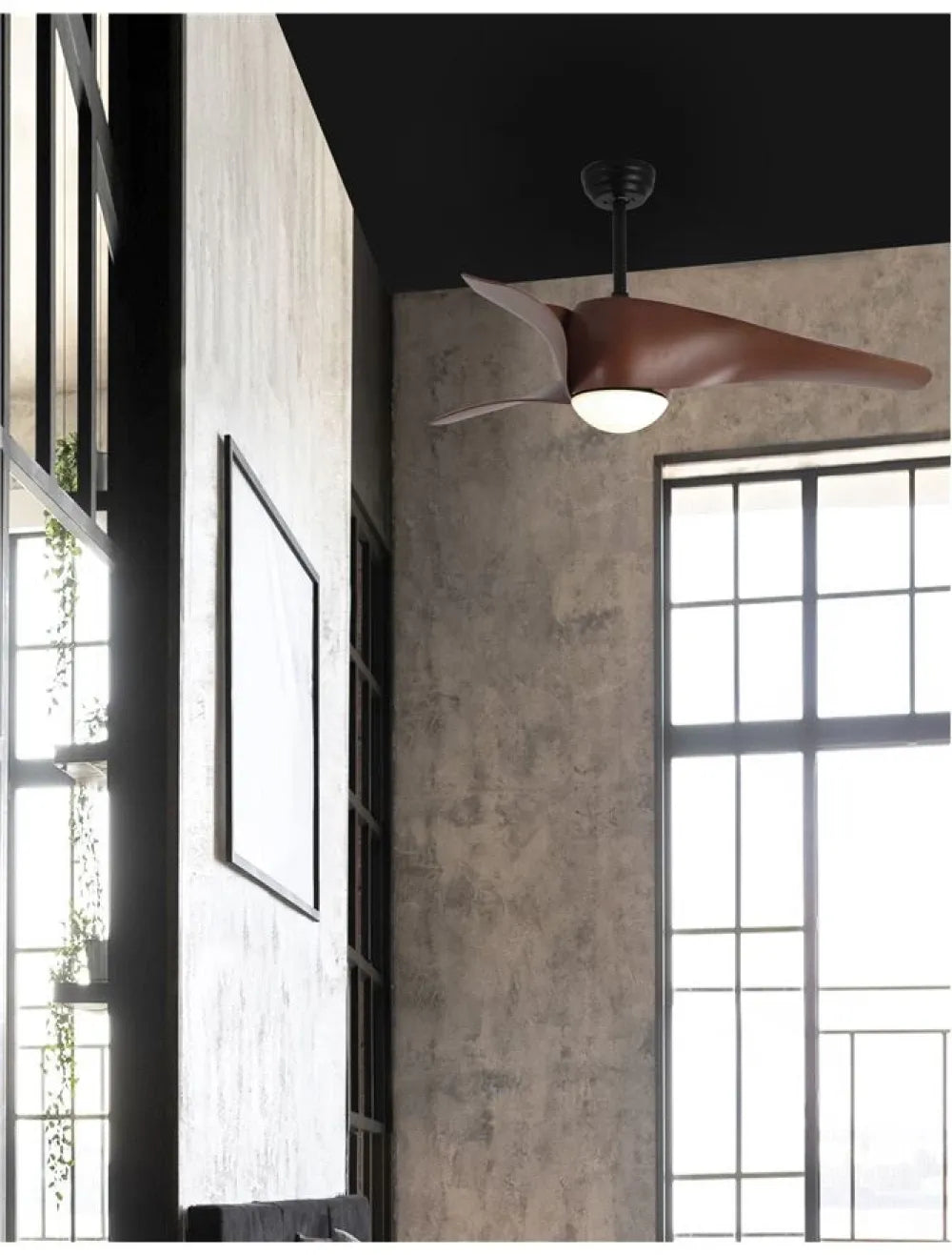 Ventilator structura din Metal Negru si abajur din Sticla Alb H45-58xL132cm IP20 18W 650lm 3000k BREEZE