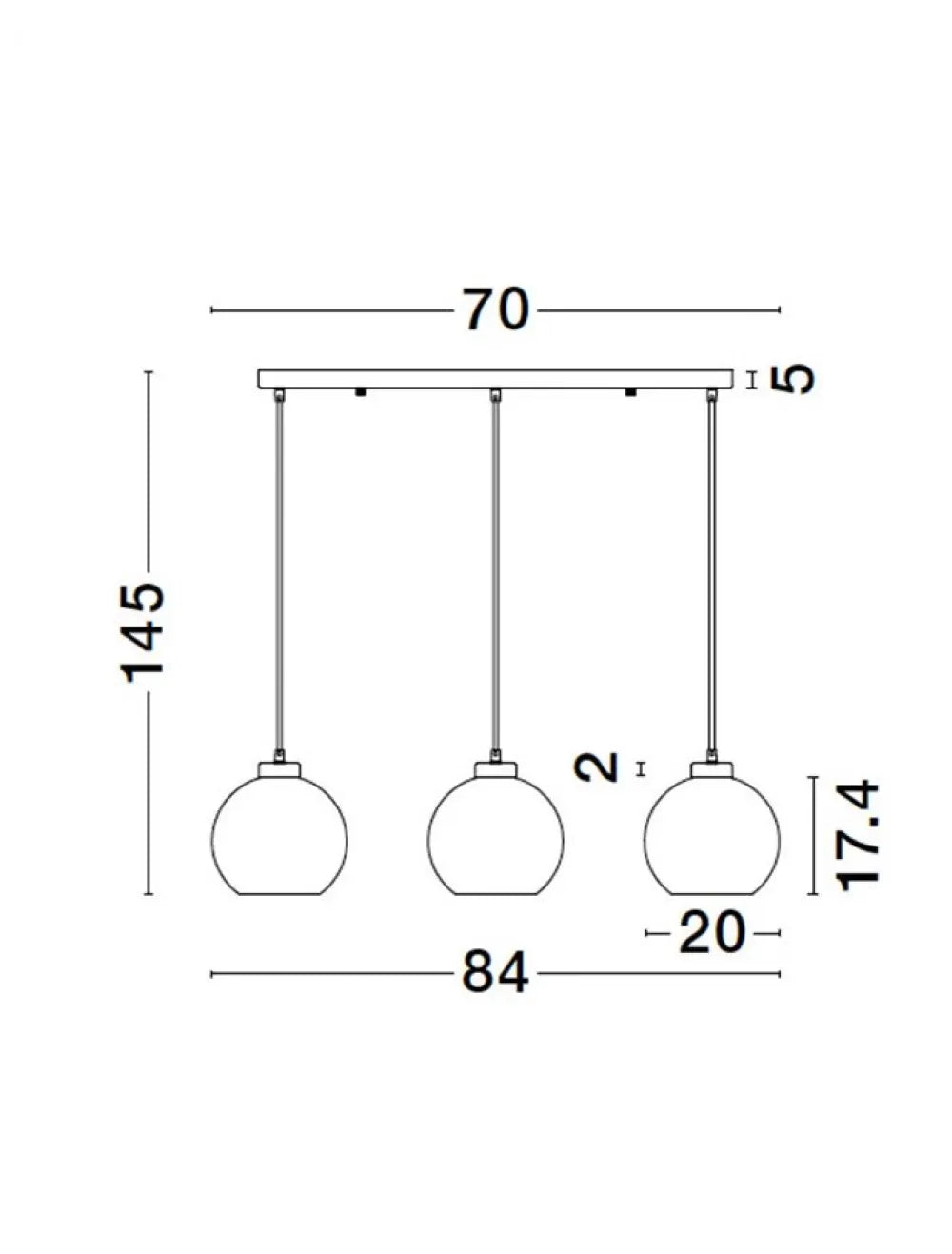 Lustra structura din Metal Negru si abajur din Sticla Fumuriu H145xL84cm IP20 PALMER