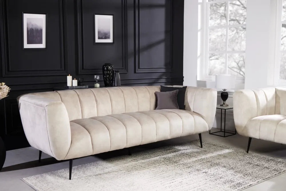 Canapea 3 locuri tapitat cu Catifea Bej L225cm Noblesse