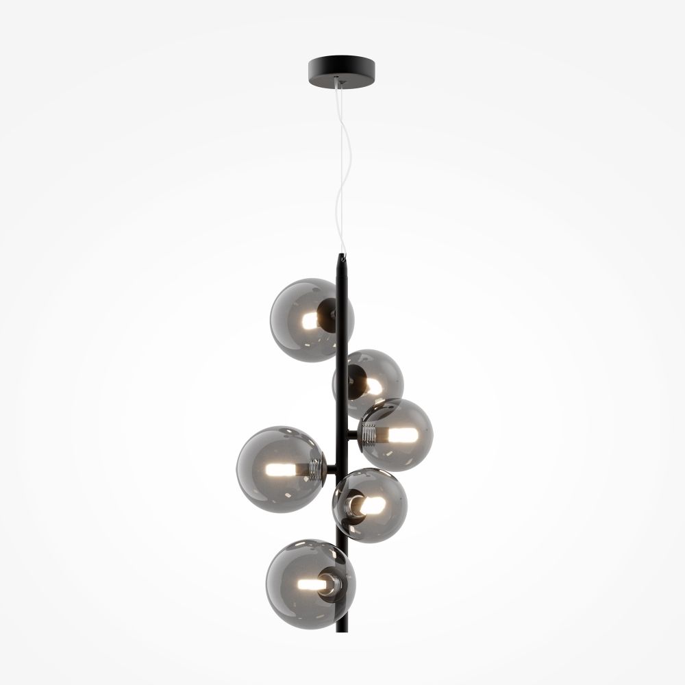 Lustra din Metal si Sticla Negru/Gri cu 6 becuri G9 28W D29xH170cm Dallas